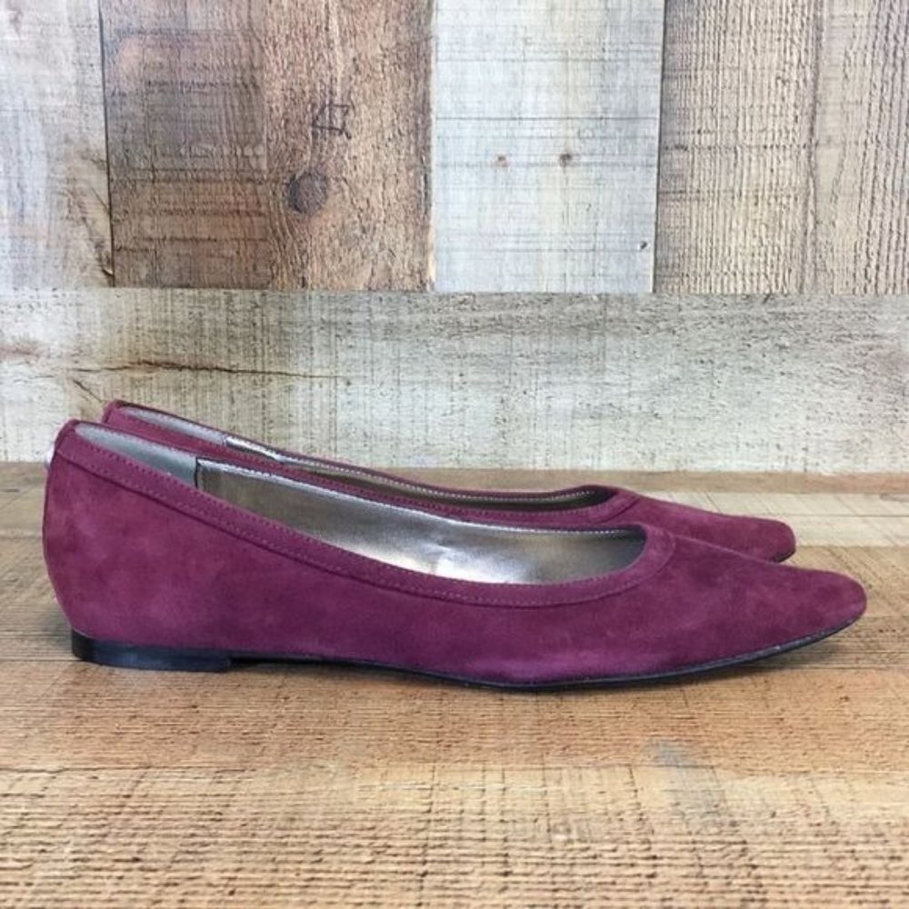 Monet Maroon Leather Ballet Flats Womens 6M Slip On Comfort Shoes Pointed Toe